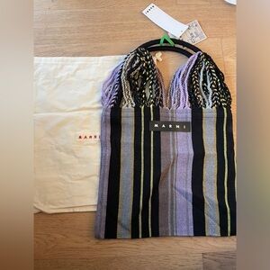MARNI Purple woven market bag